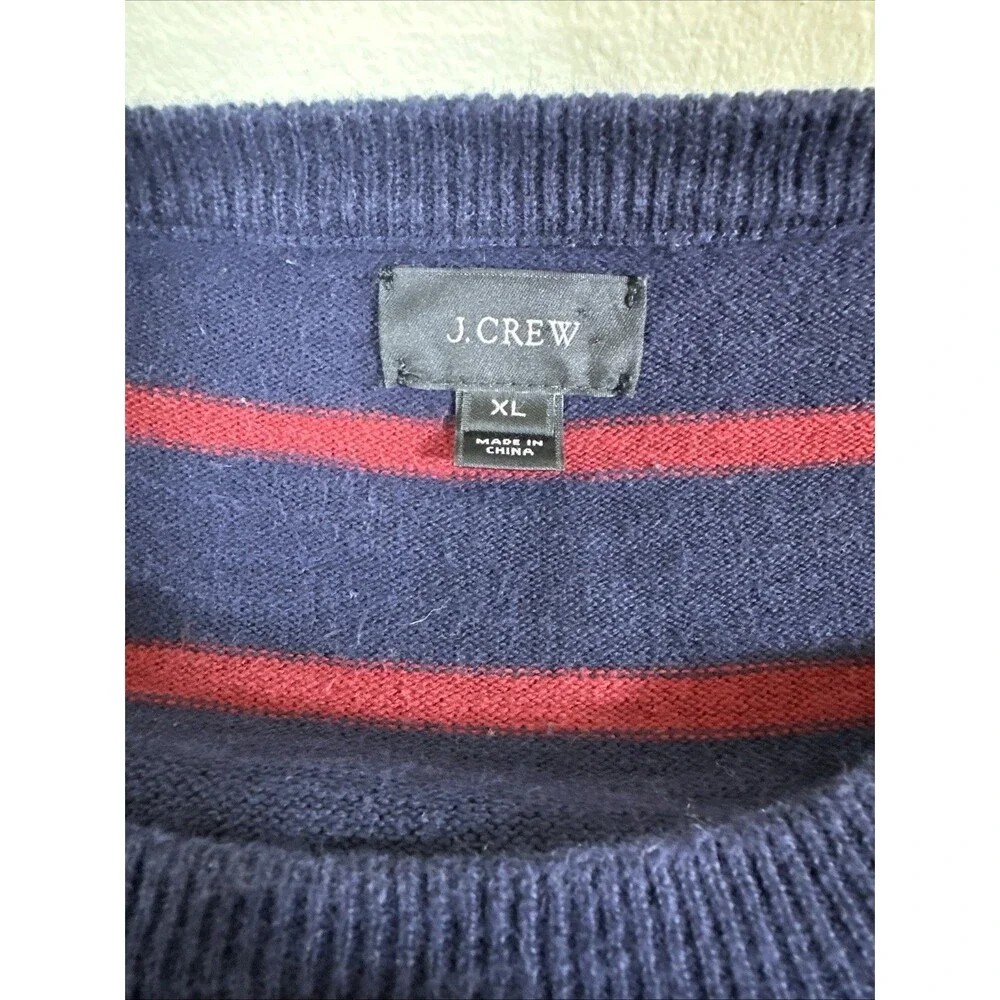 J Crew XL Striped Sweater Navy Maroon Freddy K Style Men’s 100% Cotton Retro